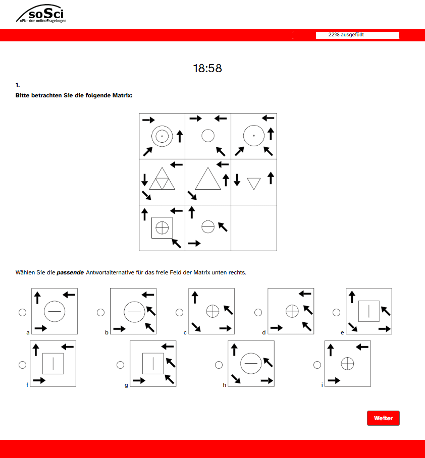 Picture of intelligence test item in red